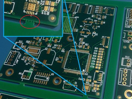 The PCB circuit board wiring in the corner